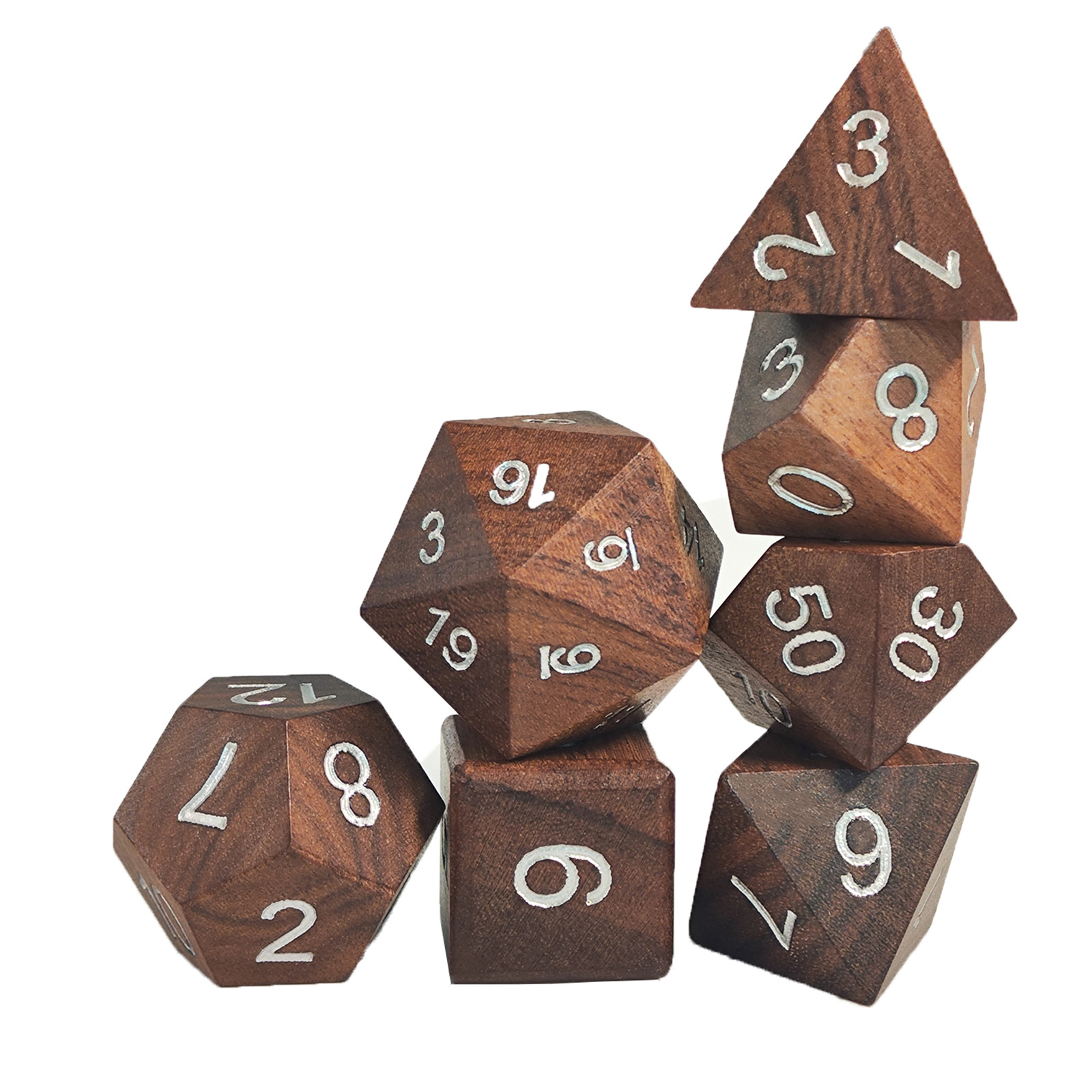 Board Game Dungeons And Dragons - ชุดลูกเต๋าไม้สำหรับเกม DND RPG ลูกเต๋าหลายเหลี่ยมสำหรับเล่นบทบาทสมมติในดราก้อนแอนด์เดนจ์ ของขวัญวันคริสต์มาสและวันเกิดสำหรับคนรักเกมกระดาน