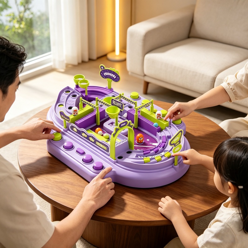 Board Game Race Track - เกมกระดานแข่งรถลูกแก้วสำหรับ 2 ผู้เล่น ของเล่นรางแข่งรถเพื่อการเรียนรู้สำหรับเด็กอายุ 3-14 ปี