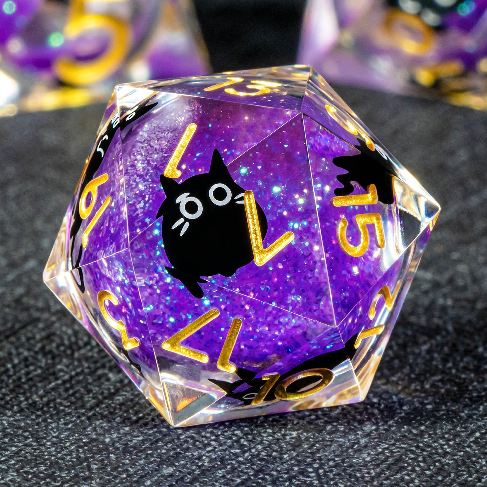 Board Game Dungeons And Dragons - ชุดลูกเต๋า DND แบบเหลว ลายแมว, ชุดลูกเต๋า D&D