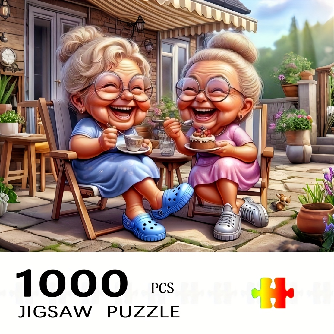 Jigsaw Puzzle Adult - จิ๊กซอว์ชุดน้ำชายามบ่ายของคุณยาย 1,000 ชิ้น - ของเล่นจิ๊กซอว์กระดาษขนาดใหญ่สำหรับผู้ใหญ่ เกมสร้างปฏิสัมพันธ์ในครอบครัว