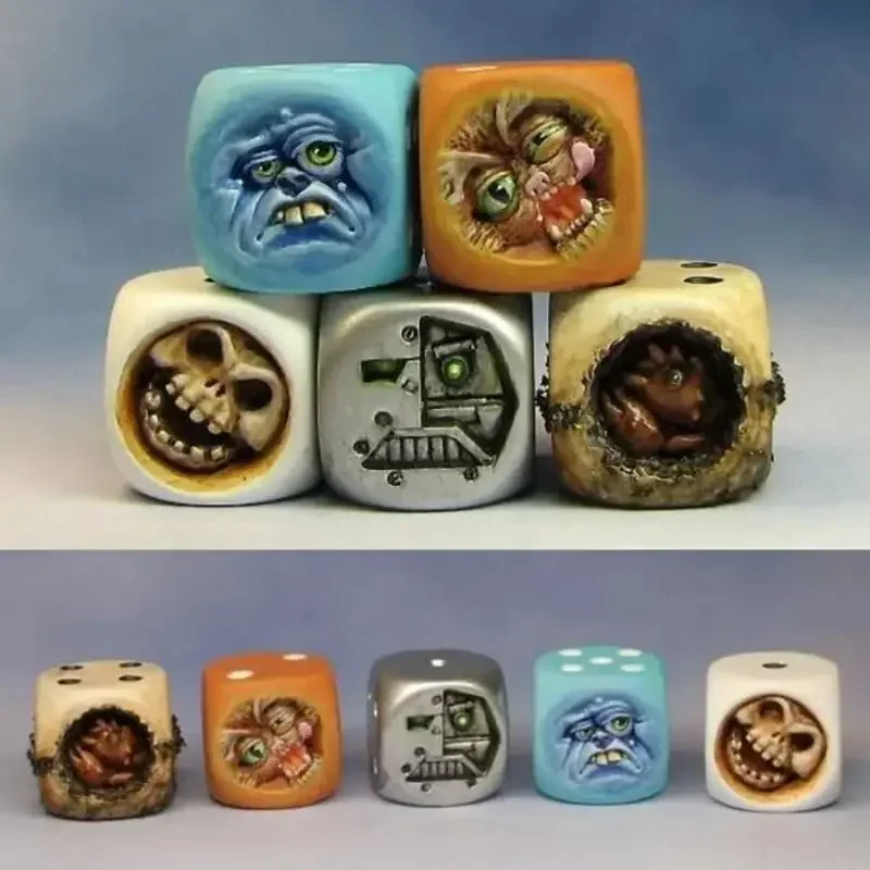 Board Game Dungeons And Dragons - เรซิ่น Monster Face ชุดลูกเต๋าฮาโลวีนโต๊ะ RPG เกมกระดาน