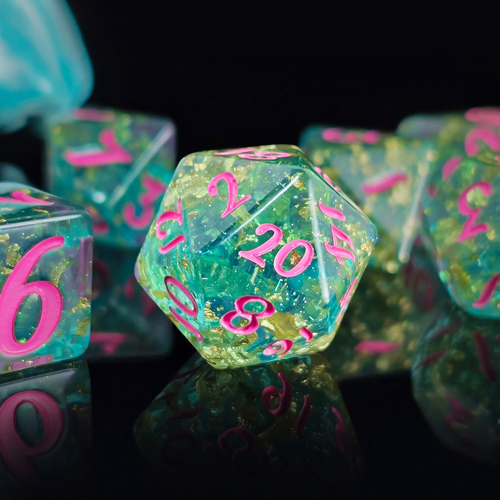 ชุดลูกเต๋าเรซิ่นเคลือบฟอยล์ 7  - Board Game Dungeons And Dragons บทวิจารณ์และราคา