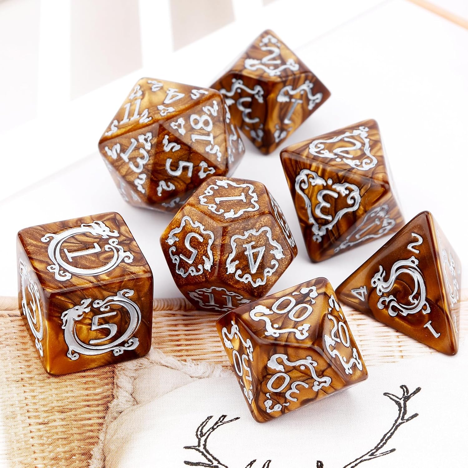 ชุดลูกเต๋า DND 7 ชิ้น ลายมังกร - Board Game Dungeons And Dragons บทวิจารณ์และราคา